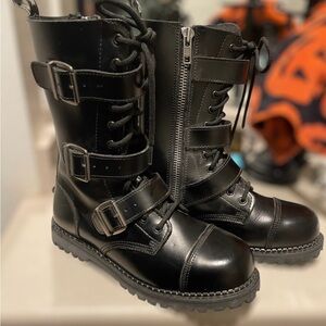 Demonia Black Buckle Boots